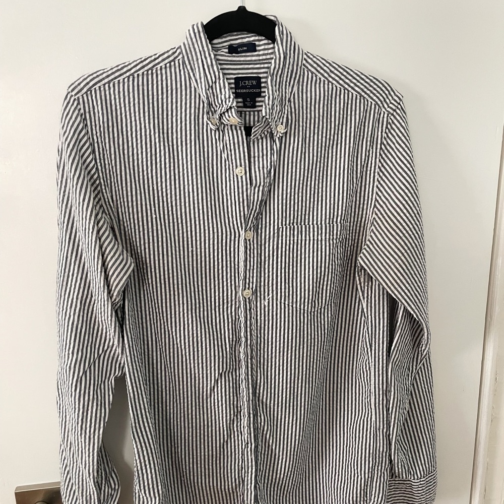 J.Crew Seersucker Stripe Button Down Short - Small